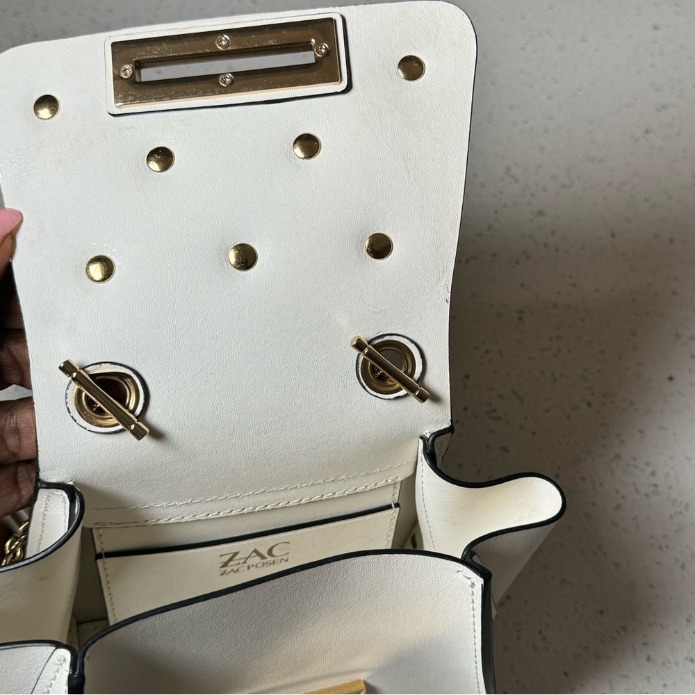 ZAC ZAC POSEN Eartha Iconic Mini Chain white LEATHER floral purse/bag - Picture 5 of 5